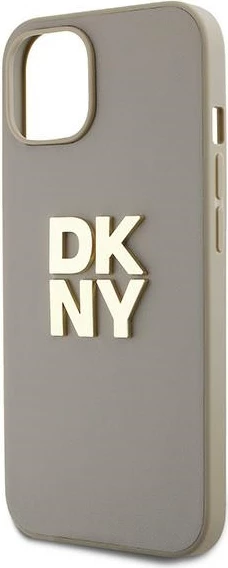 Mbështjellës DKNY Wrist Strap Stock Logo për iPhone 15 Plus, bezhë