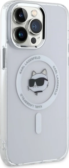 Mbështjellës Karl Lagerfeld IML Metal Choupette Head MagSafe për iPhone 13 Pro, Bardhë