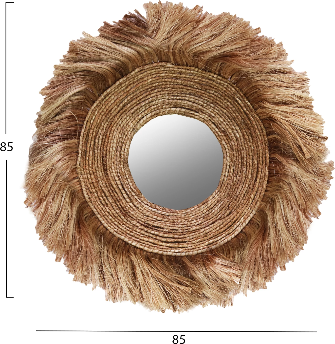 Pasqyrë rrethore me fibra abaka, ngjyrë natyrale, 85x17x85 cm, FH7742
