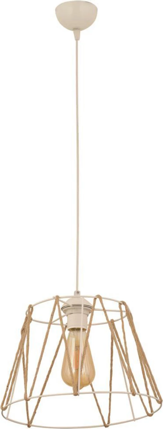 Llambë varëse metalike e bardhë me litar bezhë FH7566.03 Φ30x81Υ cm