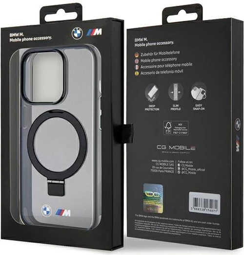 Mbështjellës BMW Ring Stand M Collection MagSafe për iPhone 15 Pro, i zi