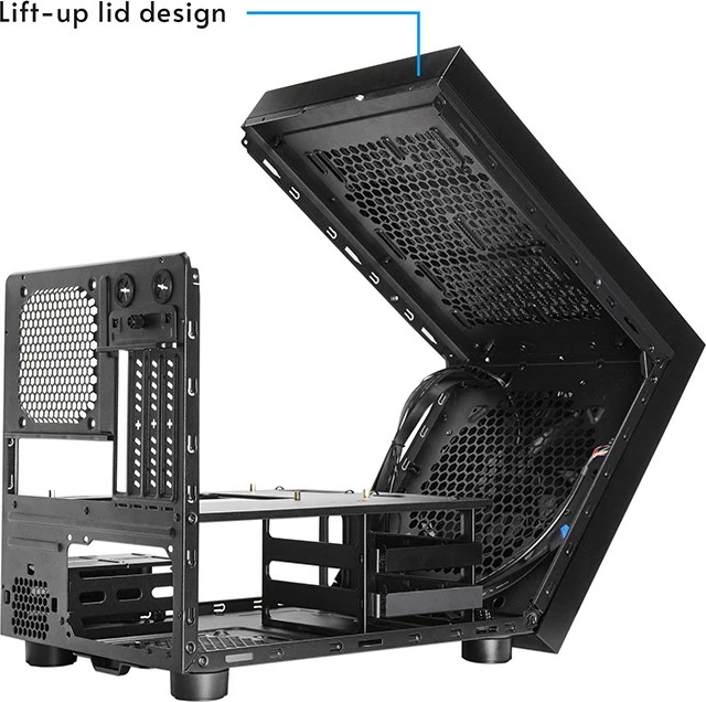 Kasë Chieftec CI-03B-OP mATX kube, Micro ATX/Mini ITX, 1x 200 mm ventilator, USB 3.2 Gen 2 Type-C, e zezë