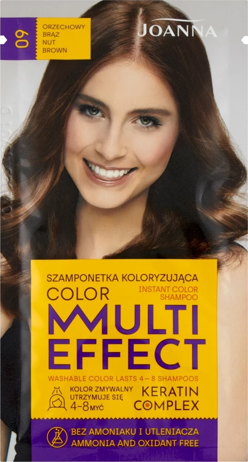 Shampon ngjyrues për flokë Joanna Multi Effect Color Shampoo Tint 09 Walnut Brown për femra, 35g