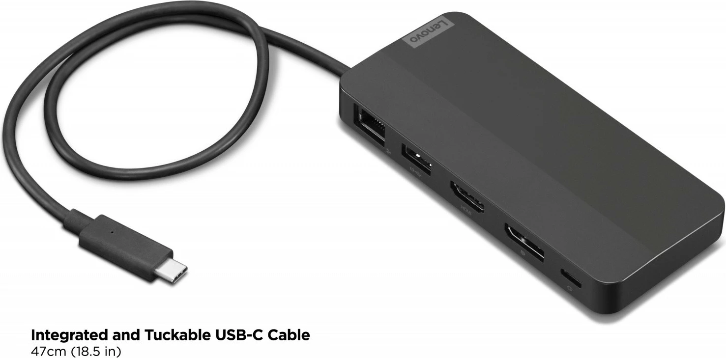 Dok USB-C udhëtimi Lenovo 40B90100EU dy ekrane 4K, DP/HDMI, RJ-45, USB 3.2, PD deri 100 W, i zi, set me furnizues 100 W