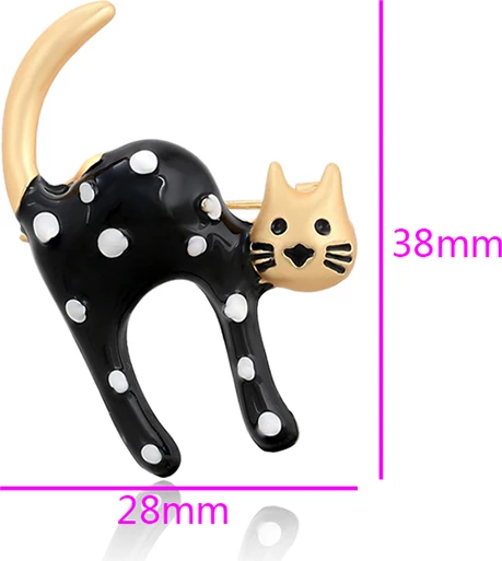 Brosh Xuping, i praruar në ari 14 karatësh BXMB, macë, e bardhë/artë