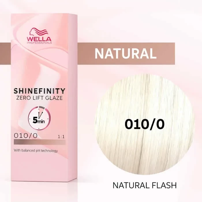 Ngjyrë për flokë Wella Shinefinity Zero Lift Glaze 010-0 unisex, 60ml Natural Flash