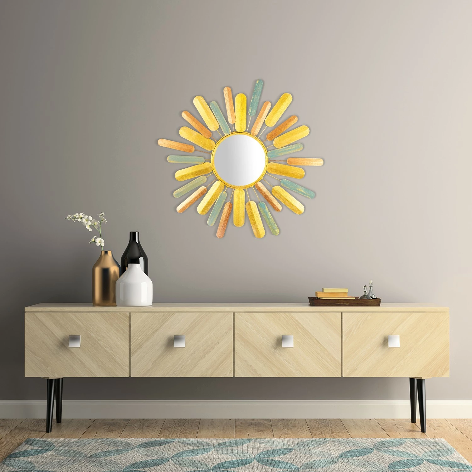 Aksesor dekorativ metalik për mur, Wallity, Hacakpur, shumëngjyrësh, 75x75cm