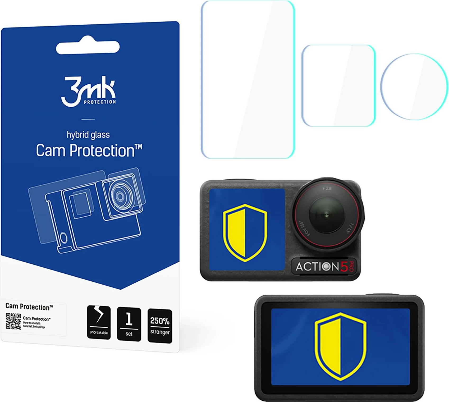 Xham mbrojtës hibrid për kamerë DJI Osmo Action 5 Pro, 3mk Protection, set