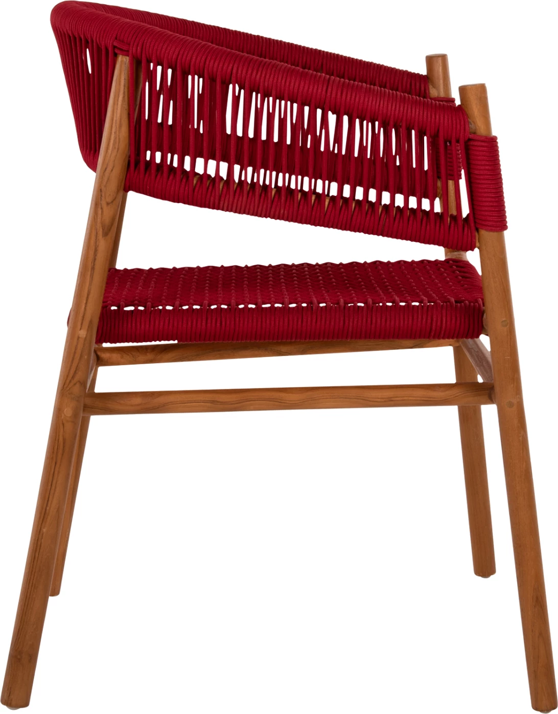 Karrige ngrënieje me krahë IRVING, dru TEAK, ngjyrë natyrale dhe litar i kuq burgundy, FH9797, 60x55x75H cm