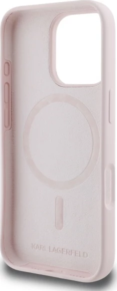 Mbështjellës Karl Lagerfeld Silicone Case Heads Print MagSafe për iPhone 16 Pro, Rozë