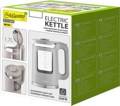 Zierëse uji elektrike qelqi Feel-Maestro MR-065-GREY 1.7L 2200W gri