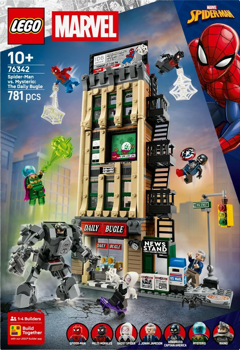 Set ndërtimi, LEGO Marvel, 76342 Spider-Man vs Mysterio Daily Bugle, 781 pjesë, moshat 10+, set i madh