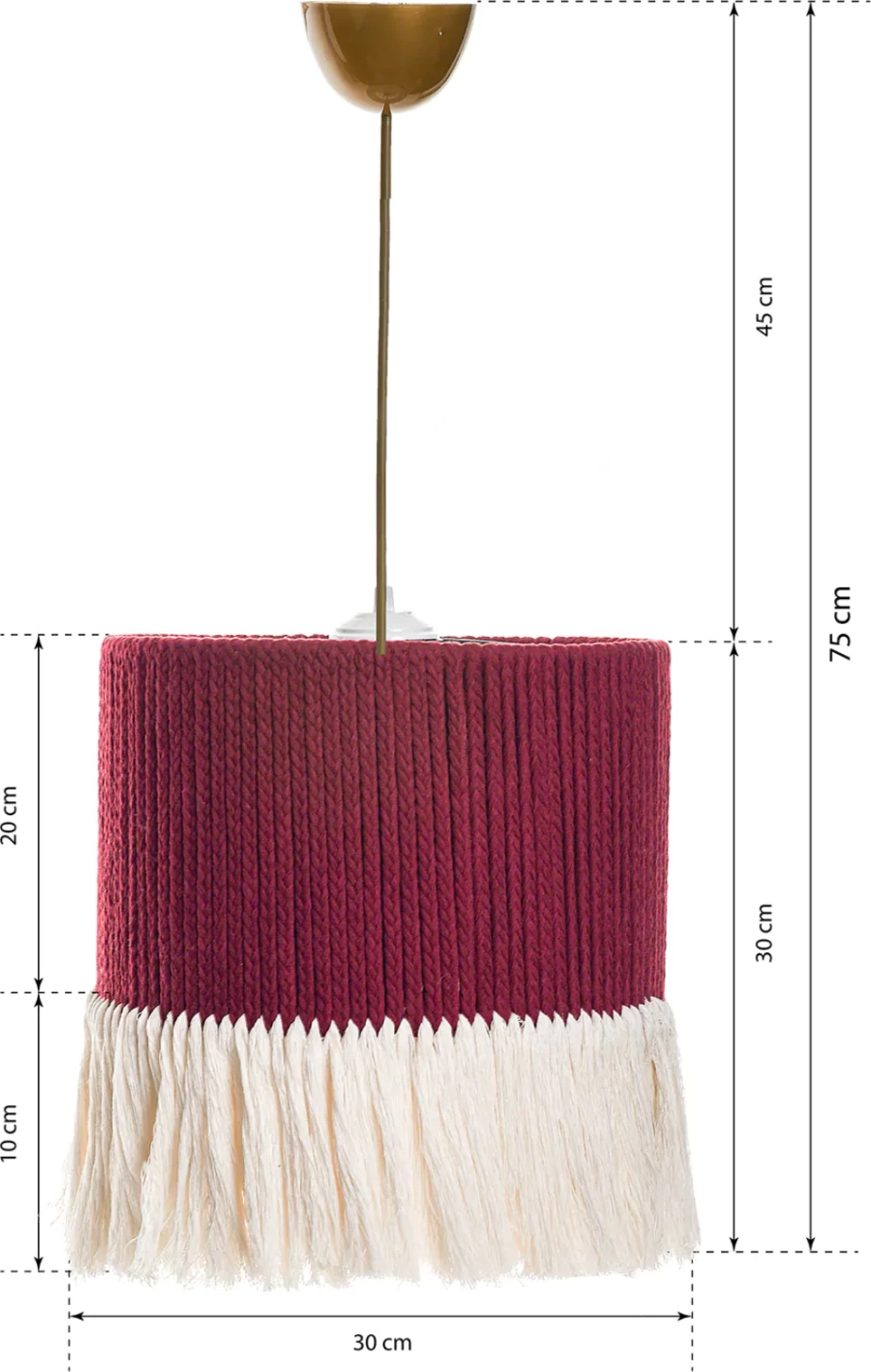 Llambë varëse tavani, FH7653.06, ngjyrë maroni-bardhë, litar, Φ30x80H