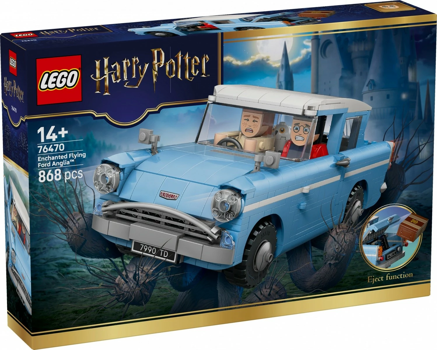 Set ndërtimi LEGO Harry Potter 76470 Enchanted Flying Ford Anglia, 868 pjesë, 14+, 9x25x10 cm, blu