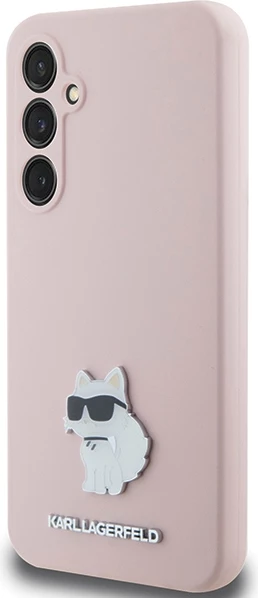 Mbështjellës Karl Lagerfeld Silicone Choupette Metal Pin për Samsung Galaxy S23 FE, Rozë