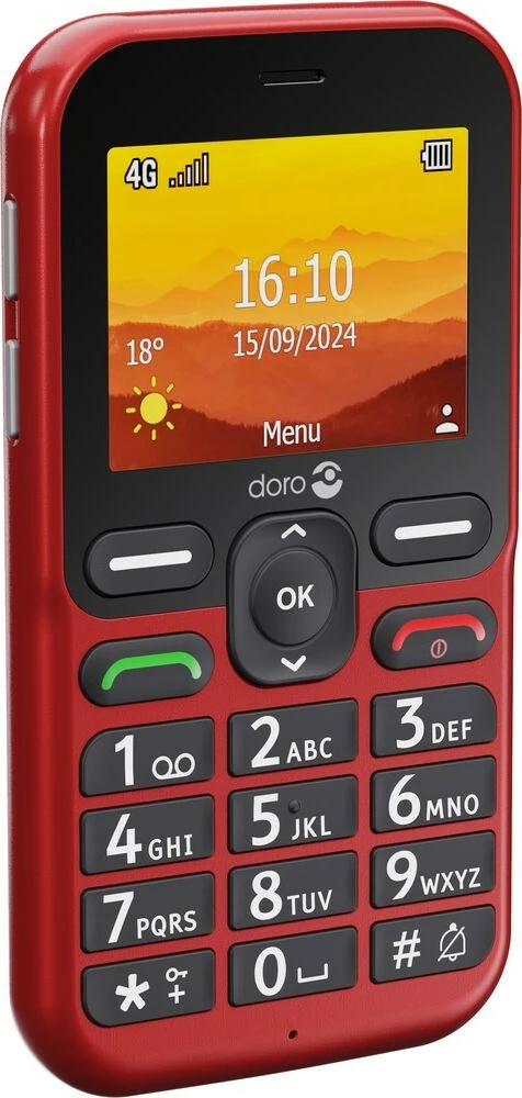 Celular Doro Leva L10, Single SIM, 2.4", 2 MP, 1150 mAh, Kuq