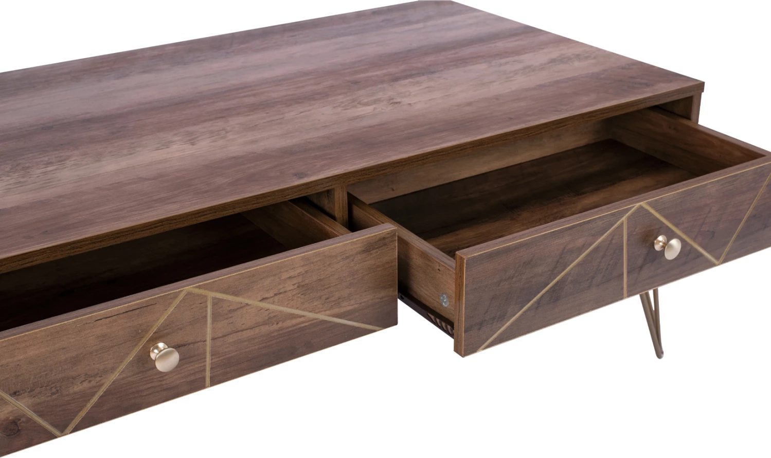 Tavolinë kafeje Kaitlyn FH8651, ngjyrë arre me ar, 110x59x42,5 cm