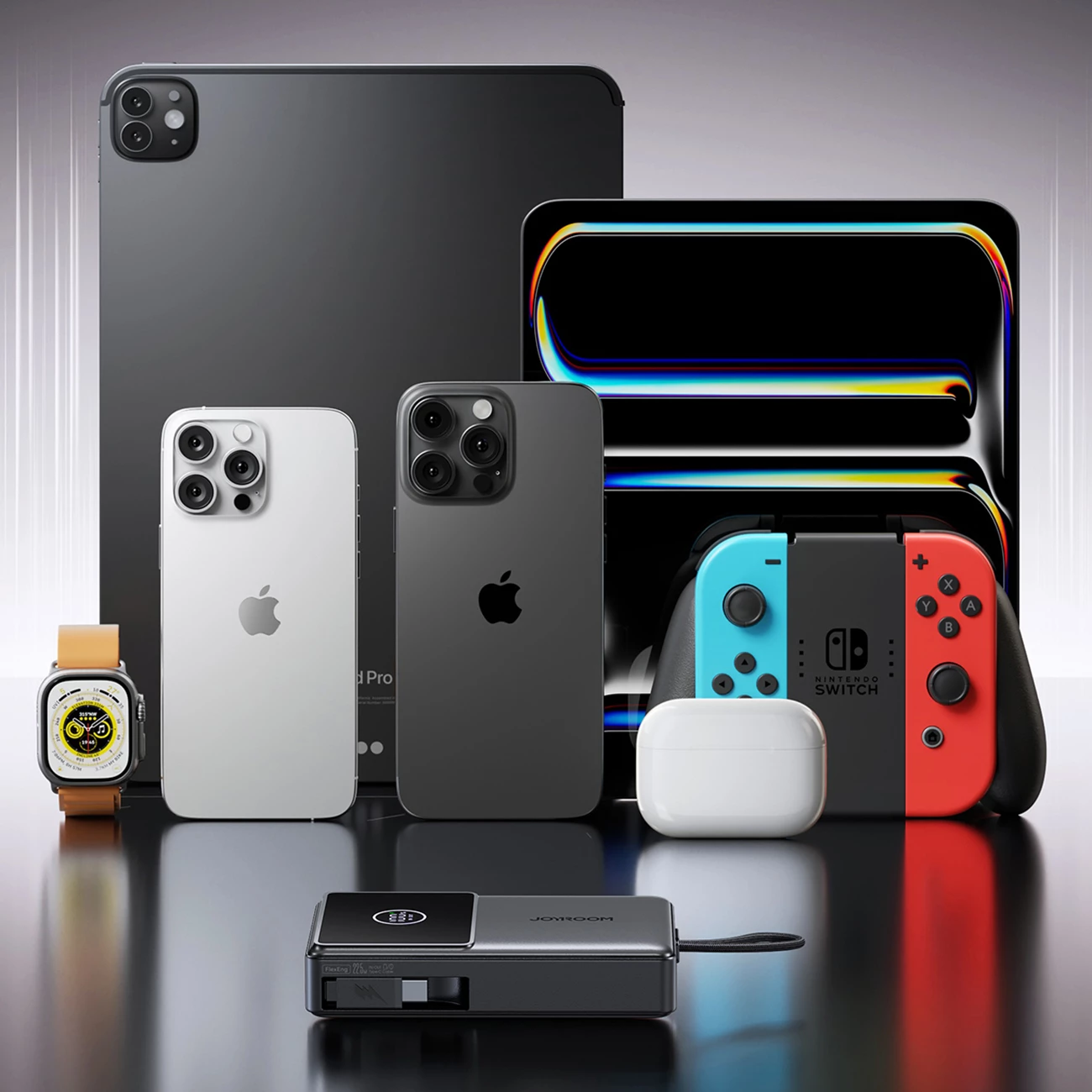 Powerbank Joyroom JR-PR1, 10000mAh, me kabllo USB-C të integruar, 22.5W, E zezë