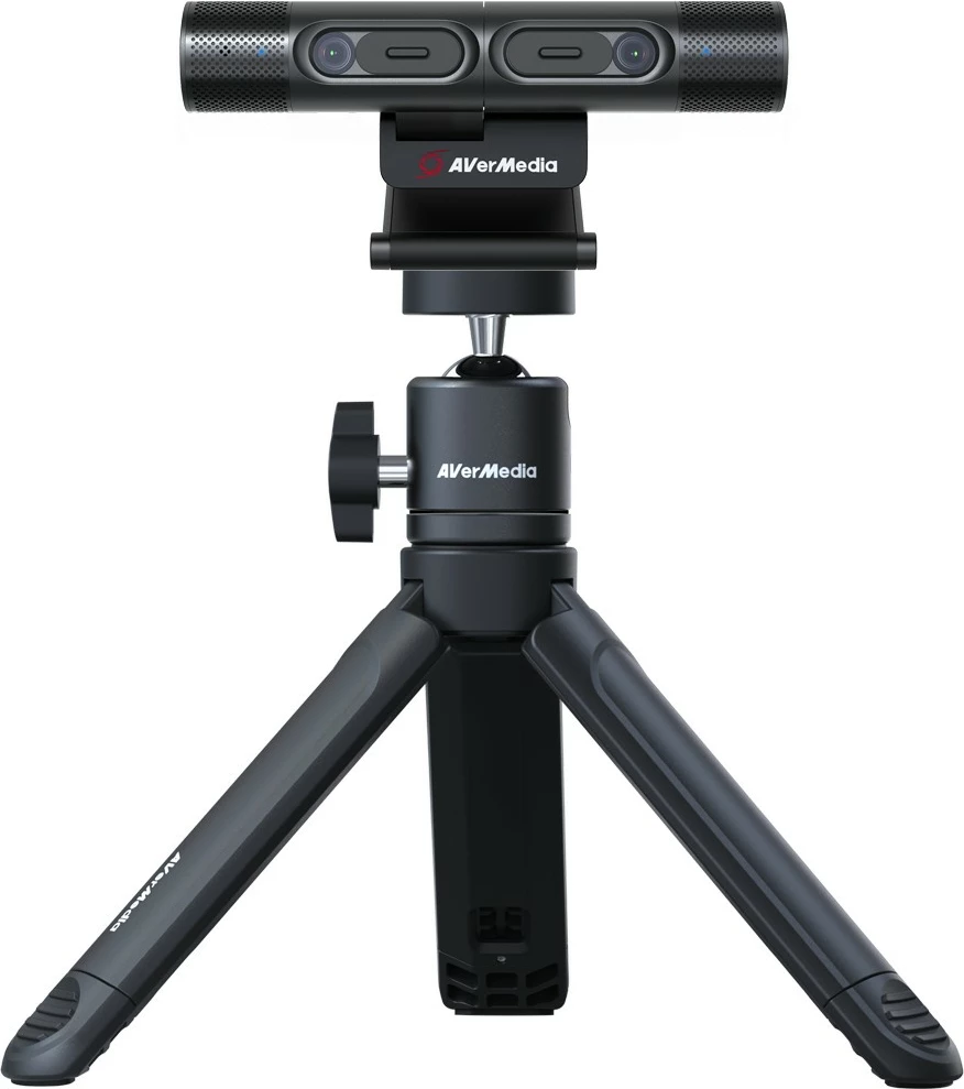 Webcam AVerMedia DUALCAM Cam PW313D, Full HD, mikrofon i integrum, tripod, e zezë