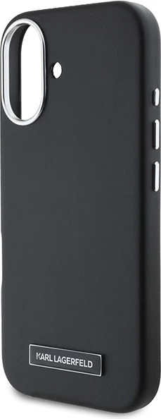 Mbështjellës Karl Lagerfeld FW Metal Plate MagSafe për iPhone 16 Plus, i zi