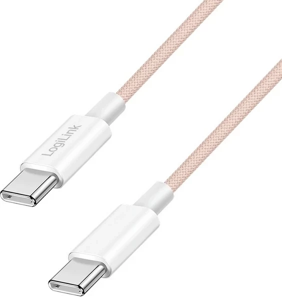Kabëll USB-C në USB-C LogiLink 1.5m, najlon, rozë