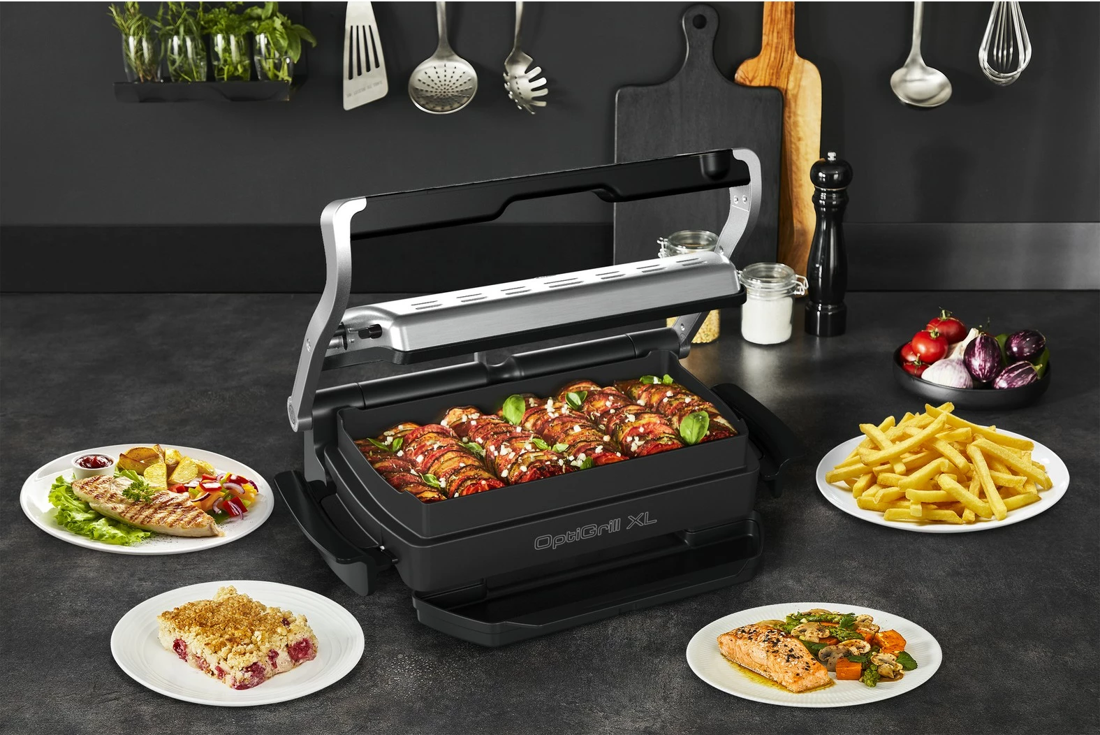 Tavë pjekjeje Tefal XA7278, për OptiGrill XL, drejtkëndëshe, e zezë