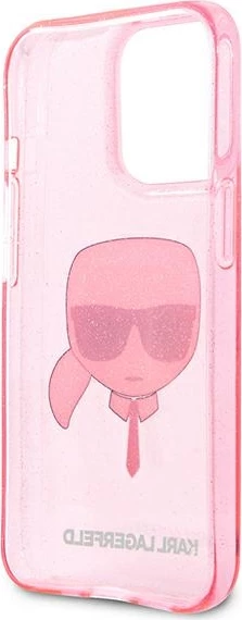 Mbështjellës Karl Lagerfeld KLHCP13XKHTUGLP për iPhone 13 Pro Max, hardcase, rozë me glitter