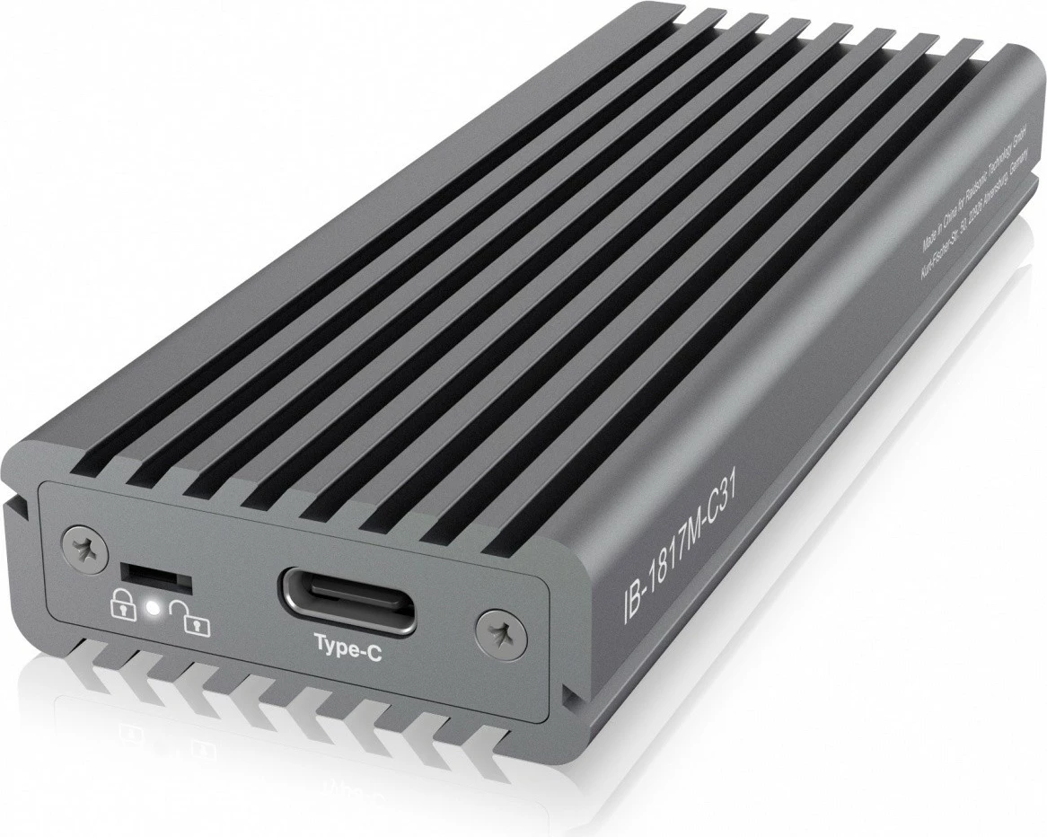 Kasë IcyBox IB-1817M-C31 për SSD M.2 NVMe, USB Type-C, Gri