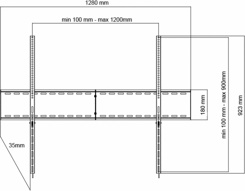 Mbajtëse muri për TV ART AR-97XXL, 70-120\", max 140kg, VESA 1200x900, 35mm, e zezë