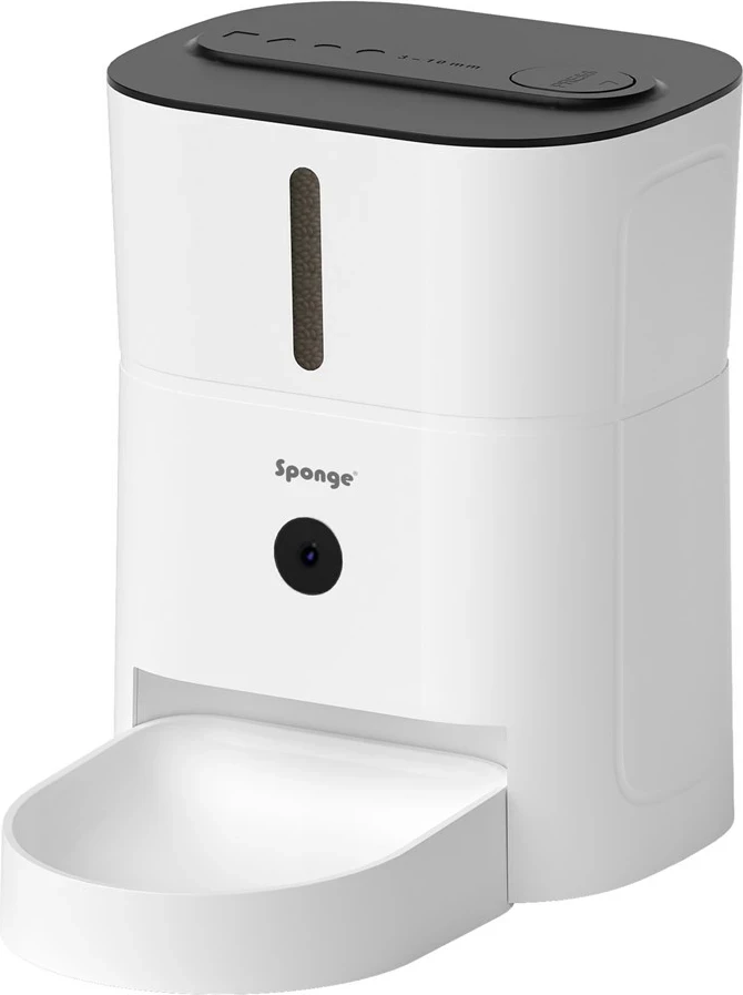 Shpërndarës ushqimi për kafshë SPONGE me kamerë, 3l, Bardhë