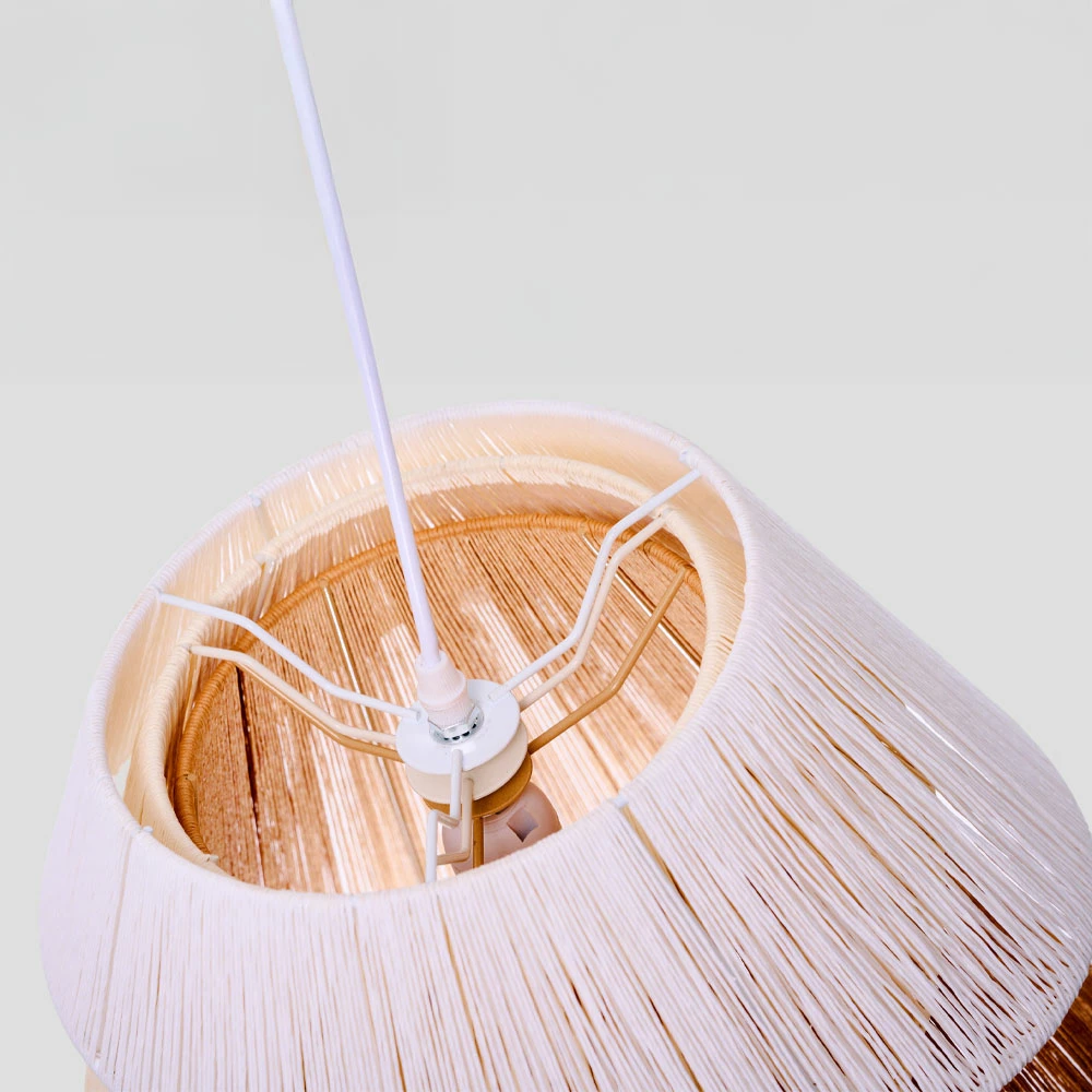 Llambë tavani SORREL, litar, letër, 36x34cm, e bardhë, bezhë, kafe