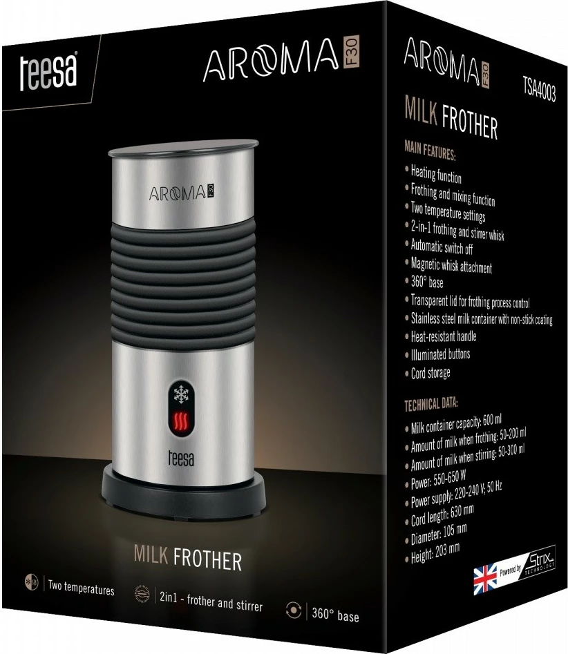 Makineri për spumim qumështi TEESA TSA4003, 600 ml, inox