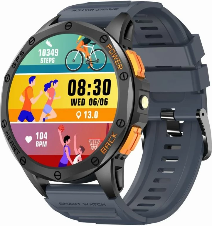 Smartwatch për meshkuj Gravity, rrip i zi dhe i kaltër