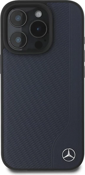 Mbështjellës Mercedes MB Wood Imitation Leather MagSafe për iPhone 16 Pro Max, Blu