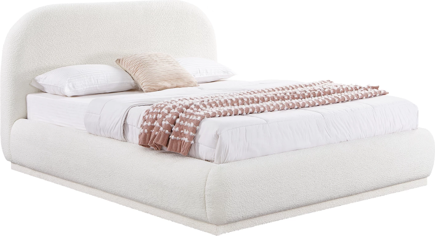 Krevat dopio me hapësirë për depo, stof CHENILLE i bardhë, NOCTIS CD726.02, dyshek 160x200cm