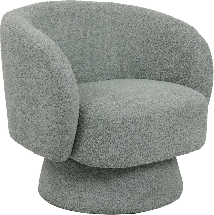 Kreslo rrotulluese, pëlhurë boucle, ngjyrë e gjelbër e çelur, 78x81x77cm