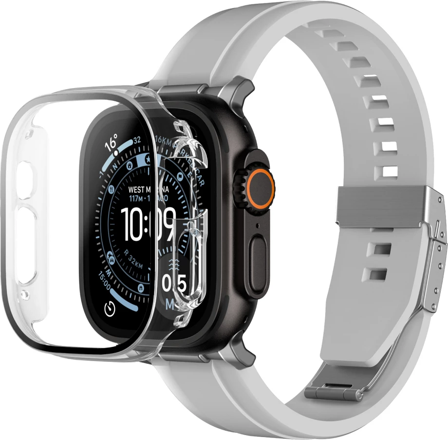 Mbrojtës ekrani xhami me mbështjellës, AmazingThing Radix FullGuard, për Apple Watch Ultra 3 49mm, transparent