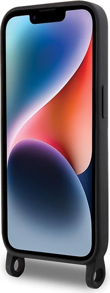 Mbështjellës Karl Lagerfeld KLHCP15XSCBSKNK për iPhone 15 Pro Max 6.7", silikoni, me rrip, zi