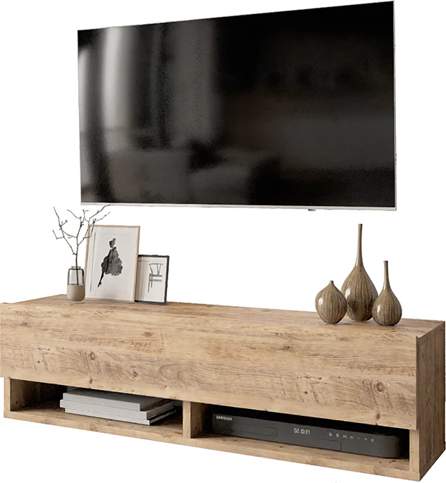 Njësi TV për mur Roscoe, ngjyrë lisi, 100x31,5x29,5cm