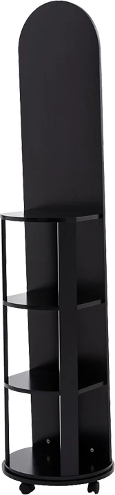 Pasqyrë dyshemeje rrotulluese me rafte, ngjyrë e zezë, MDF, Espero, 34x170cm