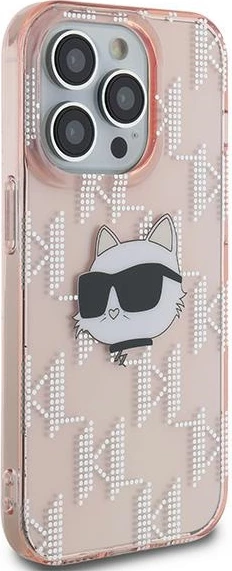 Mbështjellës Karl Lagerfeld IML Choupette Head & Monogram për iPhone 14 Pro, Rozë