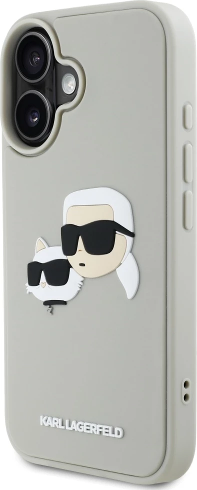 Mbështjellës Karl Lagerfeld HC 3D Rubber Double Heads për iPhone 16, Bezhe