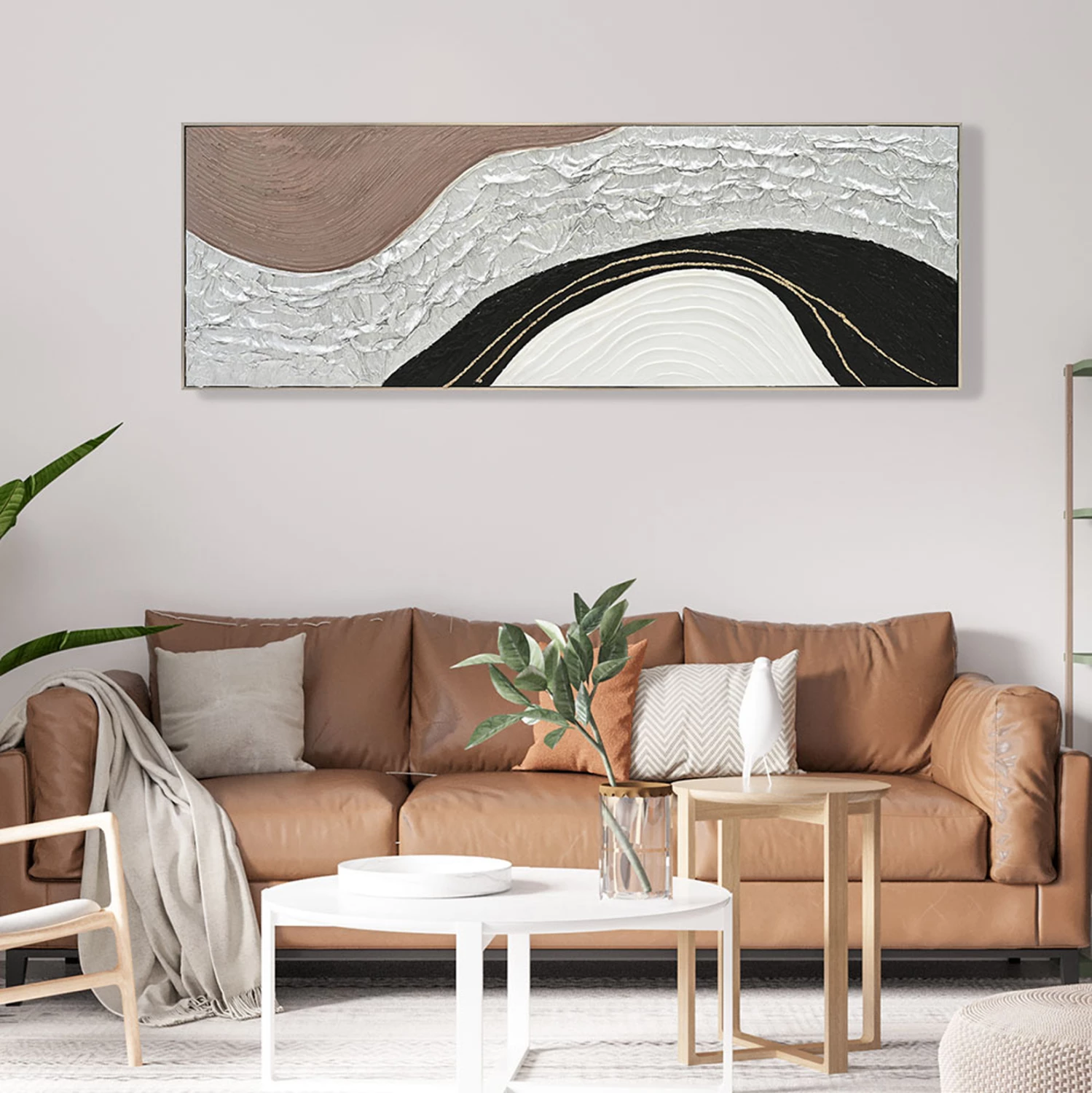 Pikturë muri abstrakte FH4552.01, kornizë PS, kanavacë, e punuar me dorë, 152x4.5x52 cm