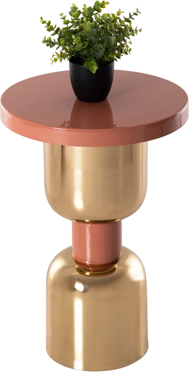 Tavolinë anësore SURAT FH4237.08 metalike, ngjyrë salmon-ari, Φ40.5x60.5H cm