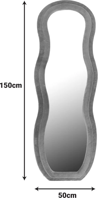 Pasqyrë Glinde, kadife gri, 90x3.5x150cm