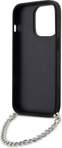 Mbështjellës Karl Lagerfeld KLHCP14LSACKLHPK për iPhone 14 Pro 6.1", zinxhir, e zezë