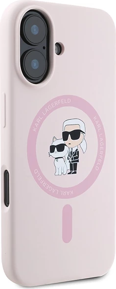 Mbështjellës Karl Lagerfeld Silicone KC Heads Ring MagSafe për iPhone 16 Plus, Rozë