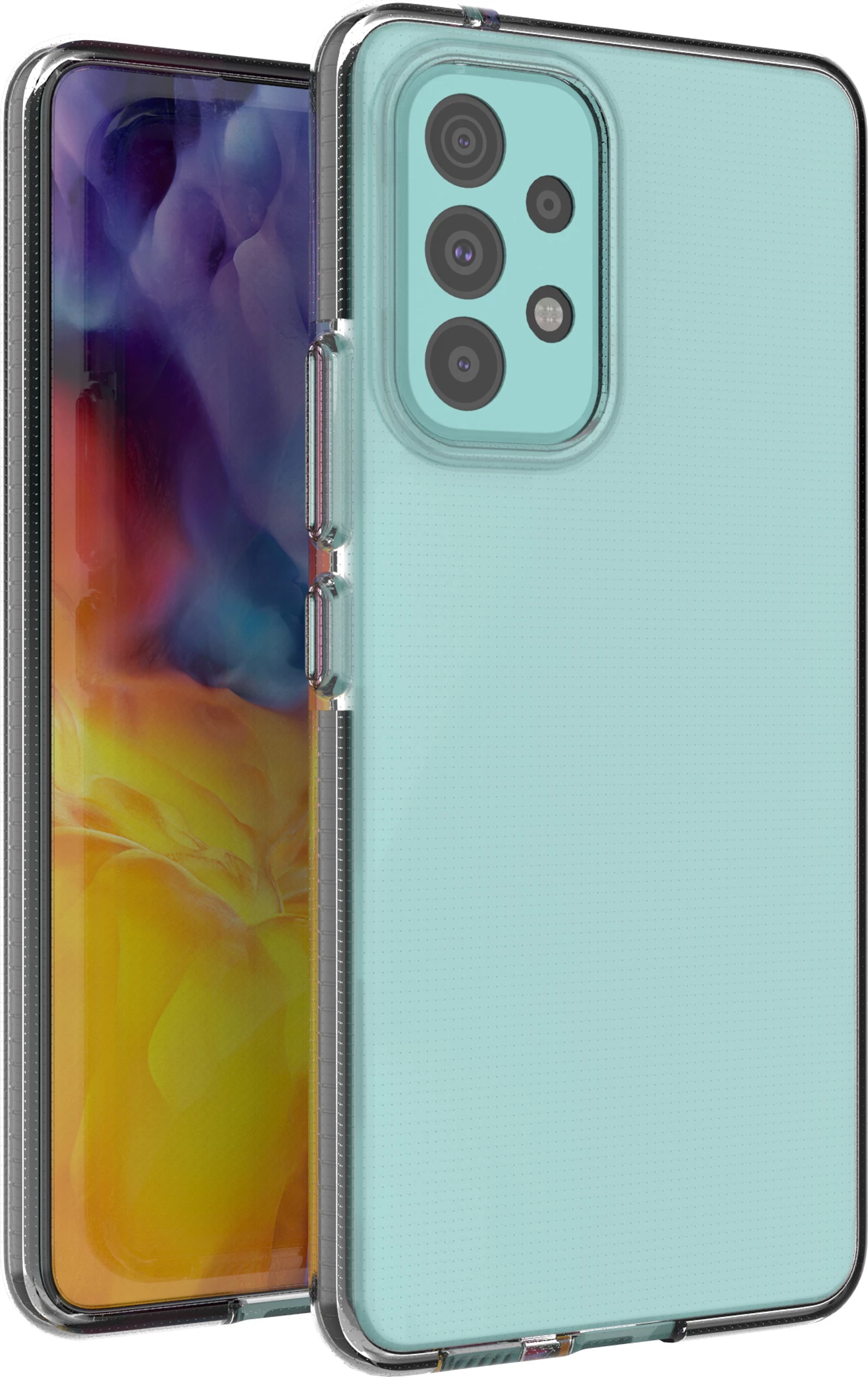 Mbështjellës Hurtel Spring Case për Samsung Galaxy A73, TPU, kornizë e zezë