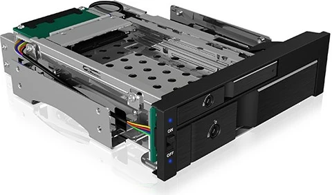 Kasë IcyBox IB-173SSK për 1x 2.5" + 1x 3.5" HDD/SSD, për hapësirë 5.25", e zezë