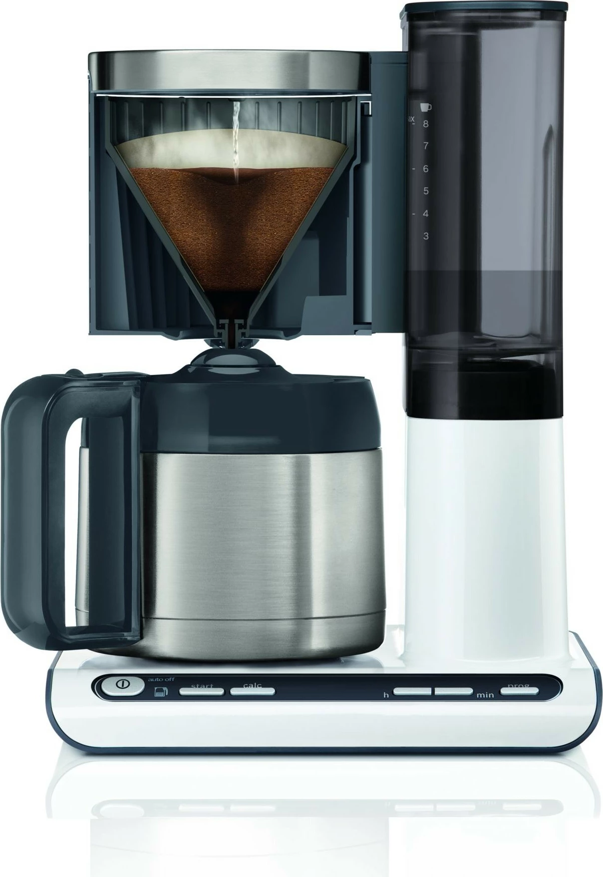 Aparat kafeje Bosch TKA8A681, 1.1 L, 1100 W, Ngjyrë e zezë, Inoks, E bardhë